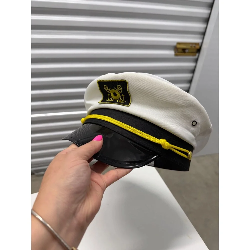 Funny Party Hats Captain Hat White Yacht Sailor Cap Costume Accessory Nautical